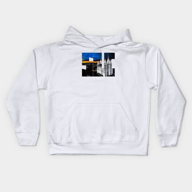 SLC Salt Lake Temple Silhouette Kids Hoodie by DSCarts